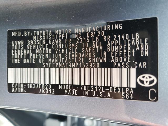 Photo 11 VIN: 5YFEPMAE4MP152930 - TOYOTA COROLLA 