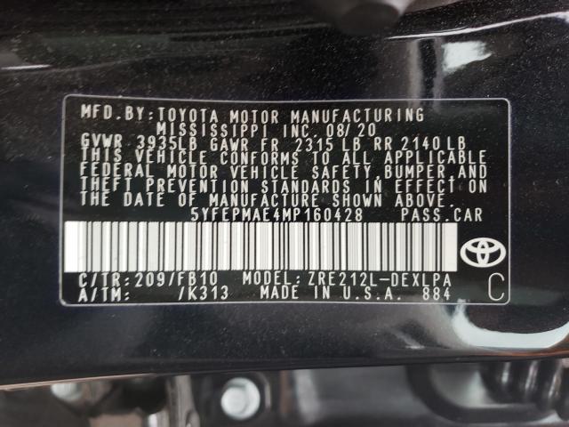 Photo 9 VIN: 5YFEPMAE4MP160428 - TOYOTA COROLLA LE 