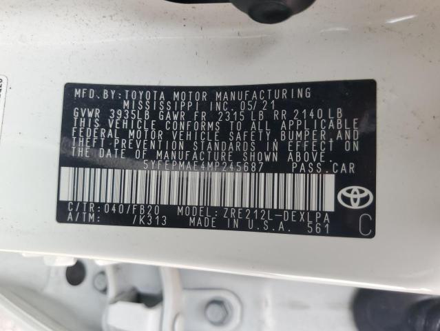 Photo 11 VIN: 5YFEPMAE4MP245687 - TOYOTA COROLLA LE 