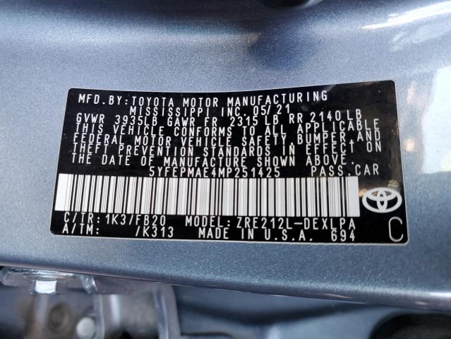 Photo 12 VIN: 5YFEPMAE4MP251425 - TOYOTA COROLLA LE 