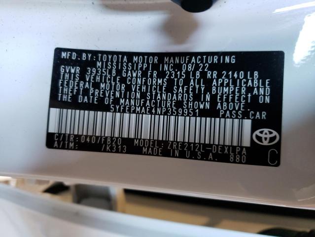 Photo 11 VIN: 5YFEPMAE4NP359951 - TOYOTA COROLLA LE 