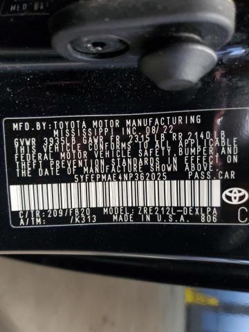 Photo 12 VIN: 5YFEPMAE4NP362025 - TOYOTA COROLLA LE 