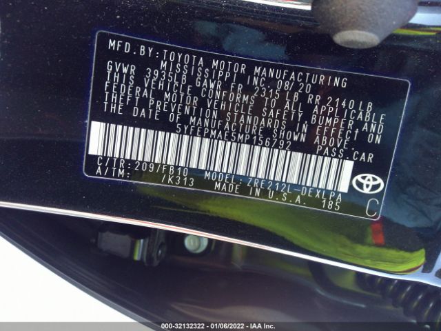 Photo 8 VIN: 5YFEPMAE5MP156792 - TOYOTA COROLLA 