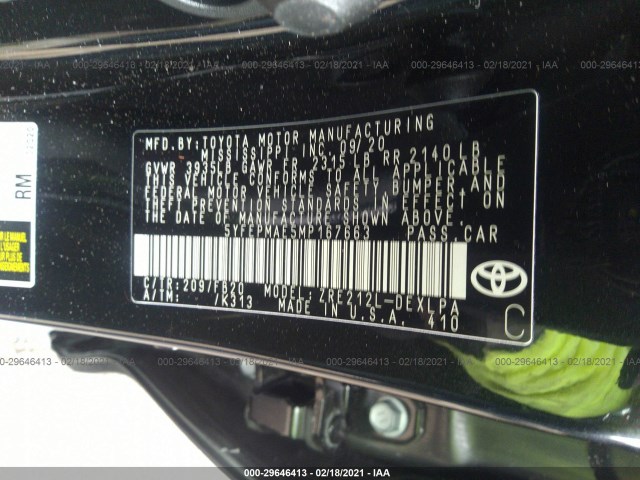 Photo 8 VIN: 5YFEPMAE5MP167663 - TOYOTA COROLLA 