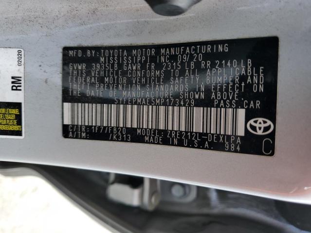 Photo 12 VIN: 5YFEPMAE5MP173429 - TOYOTA COROLLA 