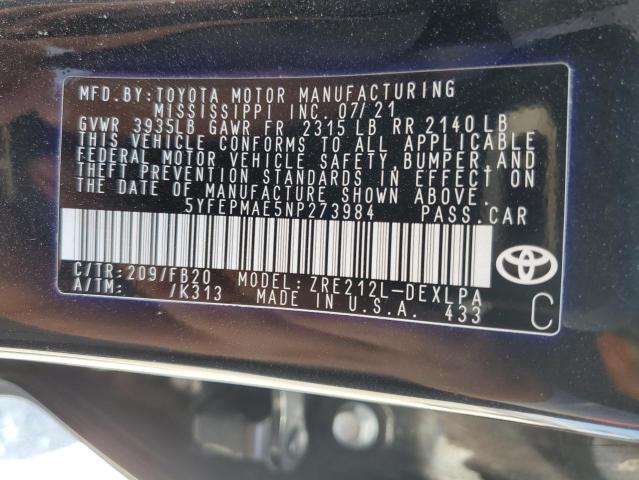 Photo 11 VIN: 5YFEPMAE5NP273984 - TOYOTA COROLLA LE 