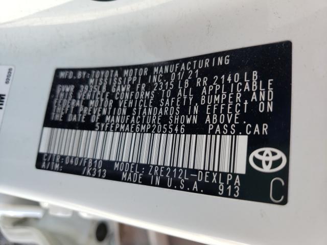 Photo 9 VIN: 5YFEPMAE6MP205546 - TOYOTA COROLLA LE 