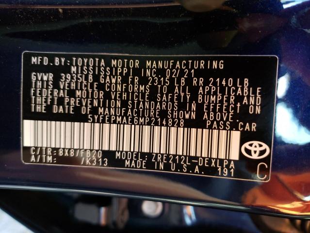 Photo 9 VIN: 5YFEPMAE6MP214828 - TOYOTA COROLLA 