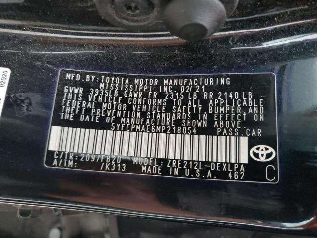 Photo 12 VIN: 5YFEPMAE6MP218054 - TOYOTA COROLLA LE 