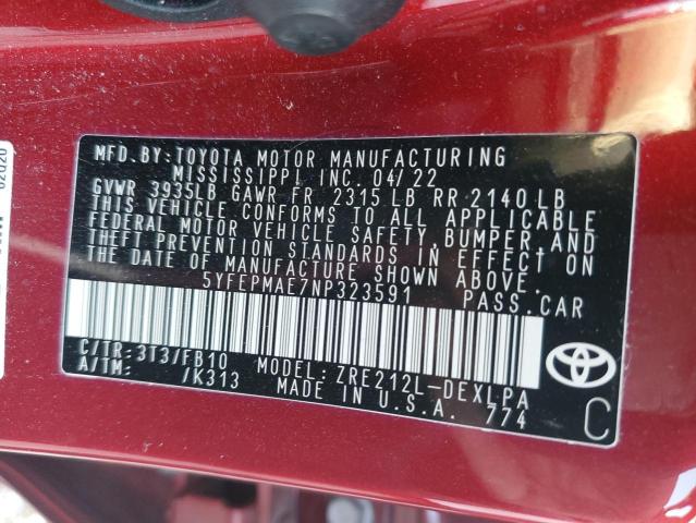 Photo 11 VIN: 5YFEPMAE7NP323591 - TOYOTA COROLLA LE 