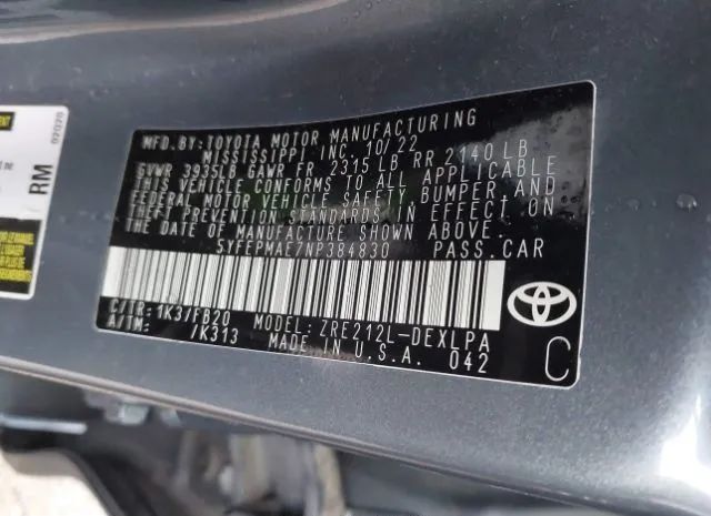 Photo 8 VIN: 5YFEPMAE7NP384830 - TOYOTA COROLLA 