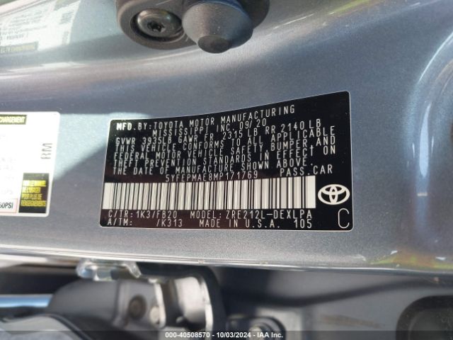 Photo 8 VIN: 5YFEPMAE8MP171769 - TOYOTA COROLLA 