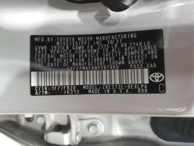 Photo 11 VIN: 5YFEPMAE8NP287989 - TOYOTA COROLLA LE 