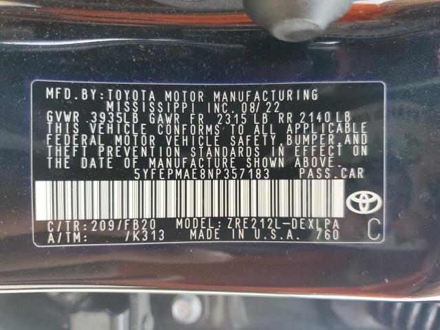 Photo 11 VIN: 5YFEPMAE8NP357183 - TOYOTA COROLLA LE 