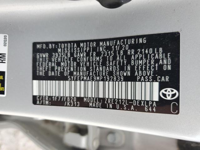 Photo 11 VIN: 5YFEPMAE9MP192839 - TOYOTA COROLLA LE 