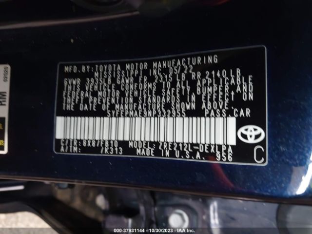 Photo 8 VIN: 5YFEPMAE9NP332955 - TOYOTA COROLLA 