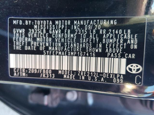 Photo 12 VIN: 5YFEPMAEXMP167416 - TOYOTA COROLLA 