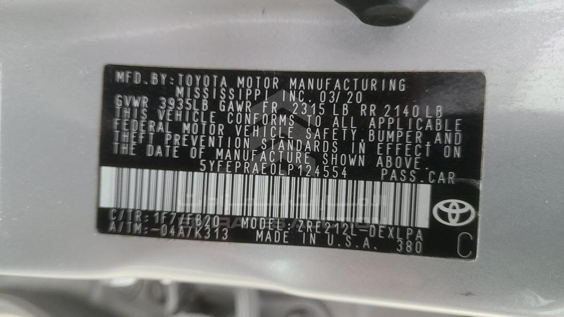 Photo 5 VIN: 5YFEPRAE0LP124554 - TOYOTA COROLLA 