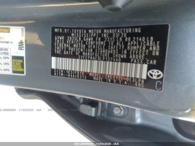 Photo 8 VIN: 5YFEPRAE0LP127440 - TOYOTA COROLLA 