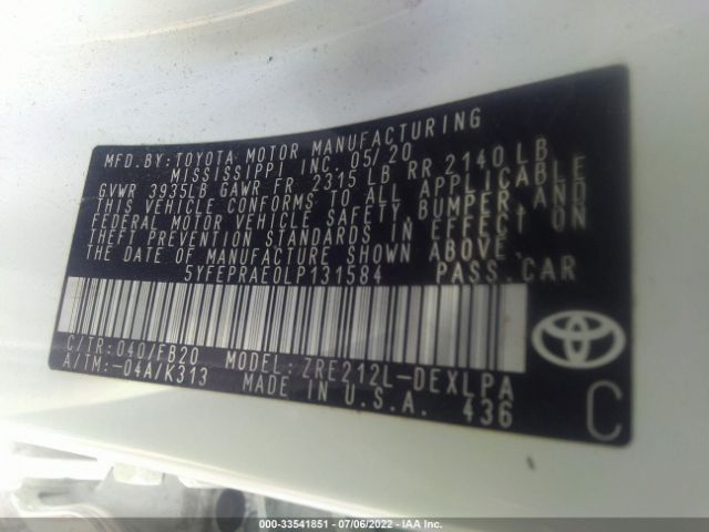 Photo 8 VIN: 5YFEPRAE0LP131584 - TOYOTA COROLLA 