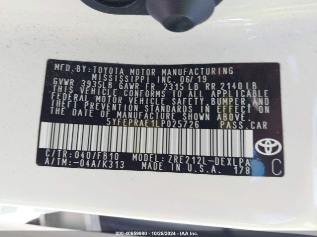 Photo 8 VIN: 5YFEPRAE1LP025726 - TOYOTA COROLLA 