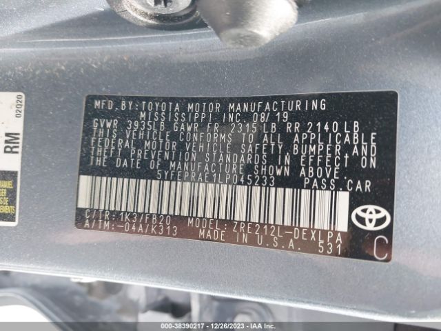 Photo 8 VIN: 5YFEPRAE1LP045233 - TOYOTA COROLLA 