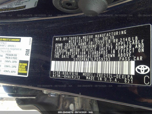 Photo 8 VIN: 5YFEPRAE1LP059293 - TOYOTA COROLLA 