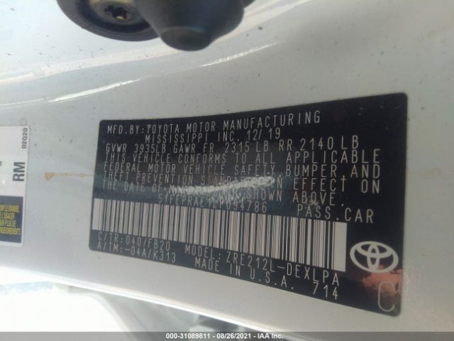 Photo 8 VIN: 5YFEPRAE1LP094786 - TOYOTA COROLLA 