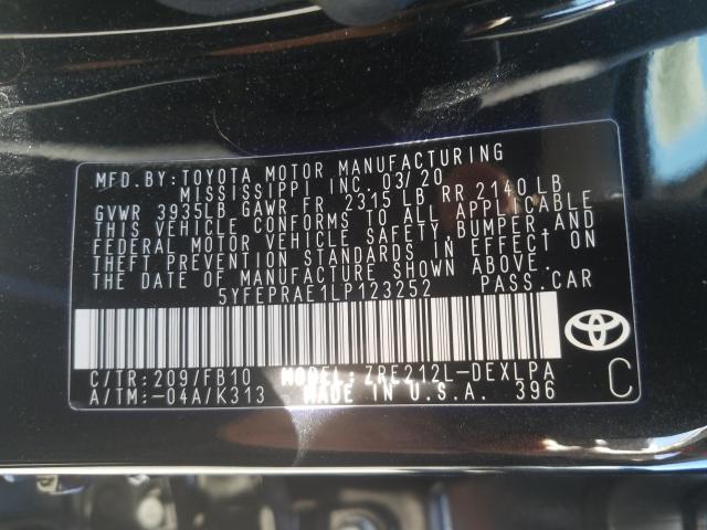 Photo 9 VIN: 5YFEPRAE1LP123252 - TOYOTA COROLLA LE 