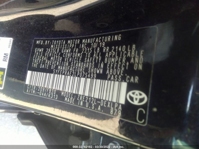 Photo 8 VIN: 5YFEPRAE2LP075499 - TOYOTA COROLLA 