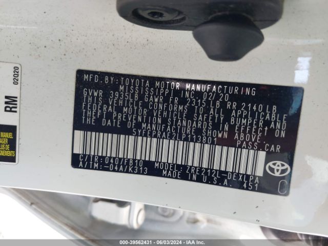 Photo 8 VIN: 5YFEPRAE2LP113801 - TOYOTA COROLLA 