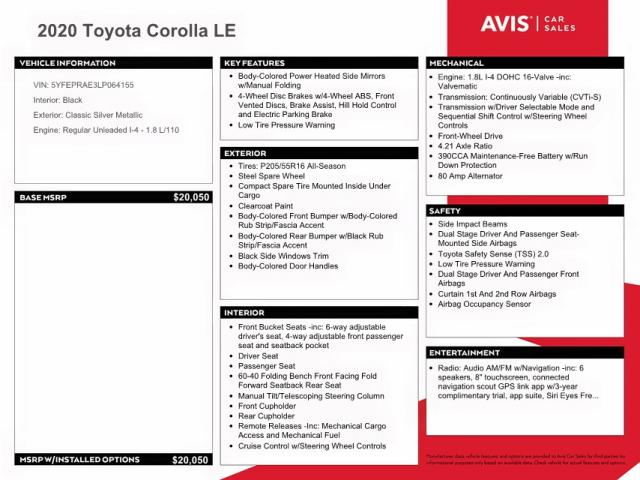 Photo 9 VIN: 5YFEPRAE3LP064155 - TOYOTA COROLLA LE 