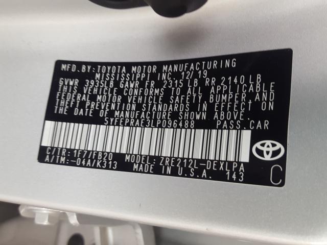 Photo 9 VIN: 5YFEPRAE3LP096488 - TOYOTA COROLLA LE 