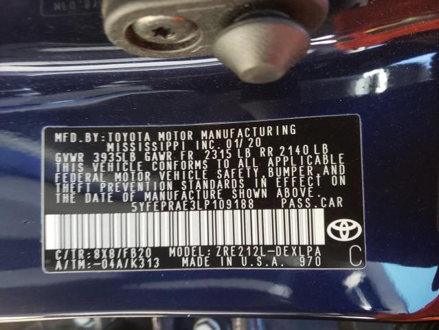 Photo 9 VIN: 5YFEPRAE3LP109188 - TOYOTA COROLLA LE 