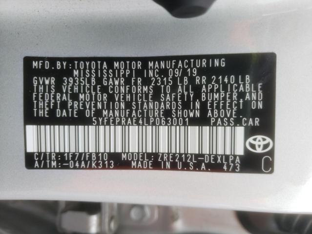 Photo 9 VIN: 5YFEPRAE4LP063001 - TOYOTA COROLLA LE 