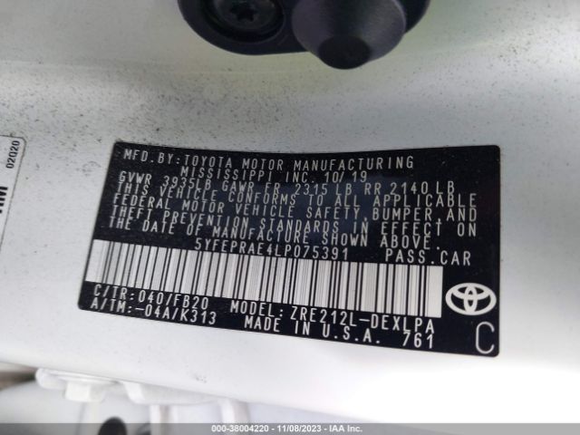 Photo 8 VIN: 5YFEPRAE4LP075391 - TOYOTA COROLLA 