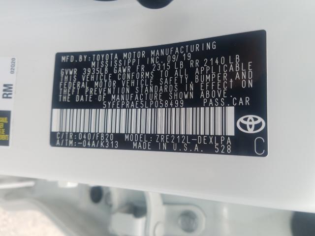 Photo 9 VIN: 5YFEPRAE5LP058499 - TOYOTA COROLLA LE 