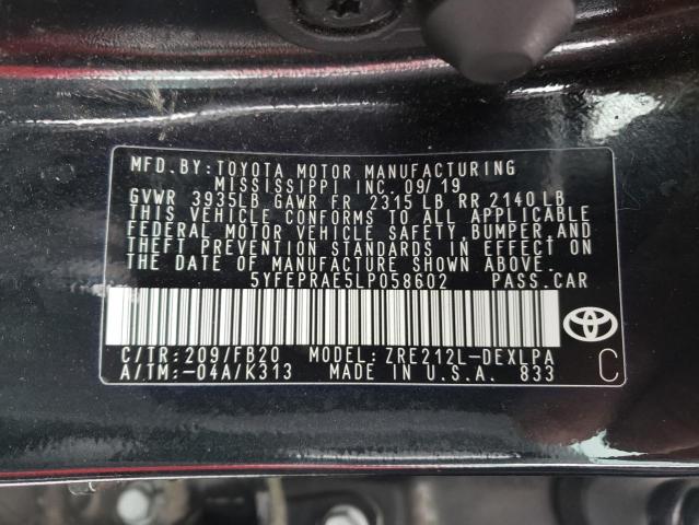 Photo 9 VIN: 5YFEPRAE5LP058602 - TOYOTA COROLLA 