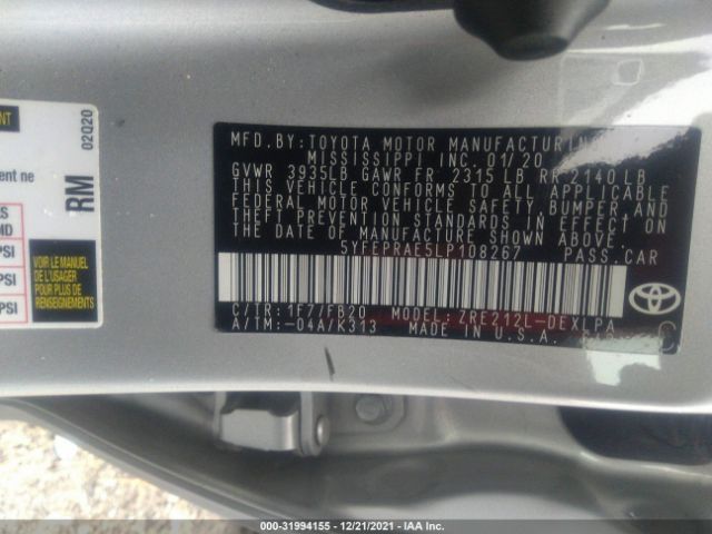 Photo 8 VIN: 5YFEPRAE5LP108267 - TOYOTA COROLLA 