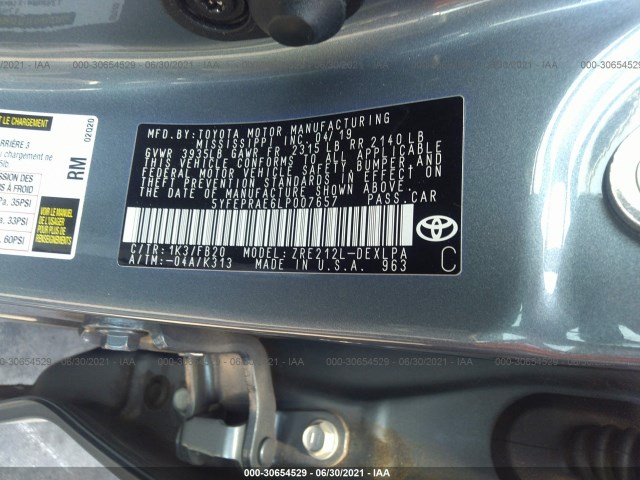 Photo 8 VIN: 5YFEPRAE6LP007657 - TOYOTA COROLLA 