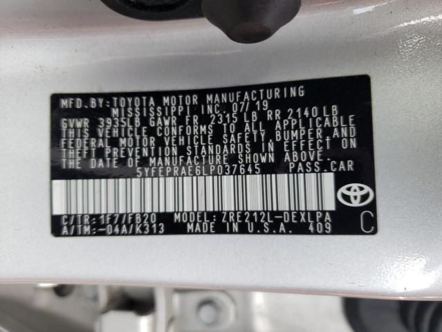 Photo 11 VIN: 5YFEPRAE6LP037645 - TOYOTA COROLLA LE 