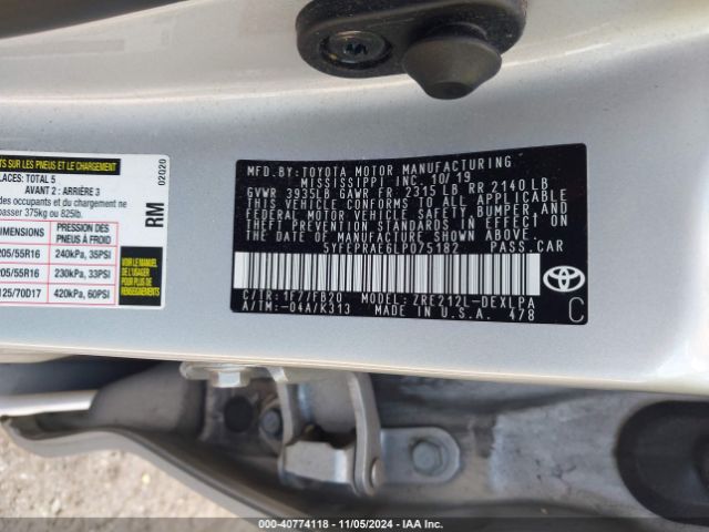 Photo 8 VIN: 5YFEPRAE6LP075182 - TOYOTA COROLLA 