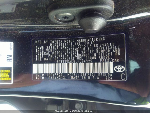 Photo 8 VIN: 5YFEPRAE6LP084125 - TOYOTA COROLLA 