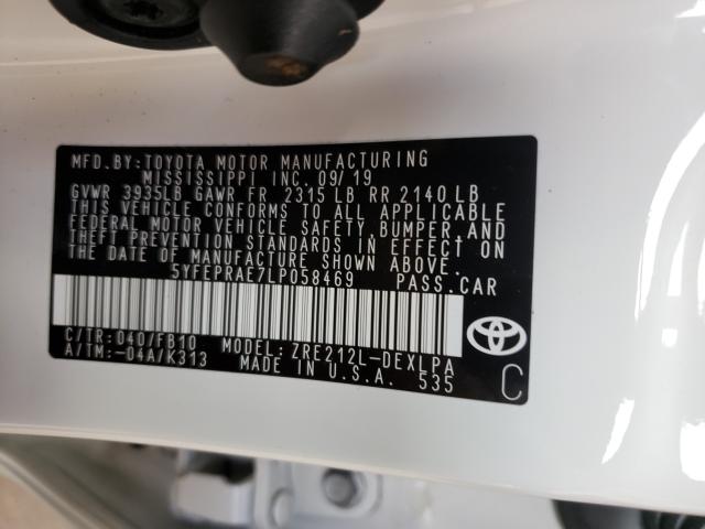 Photo 9 VIN: 5YFEPRAE7LP058469 - TOYOTA COROLLA LE 