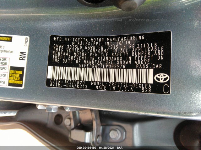 Photo 8 VIN: 5YFEPRAE7LP069276 - TOYOTA COROLLA 