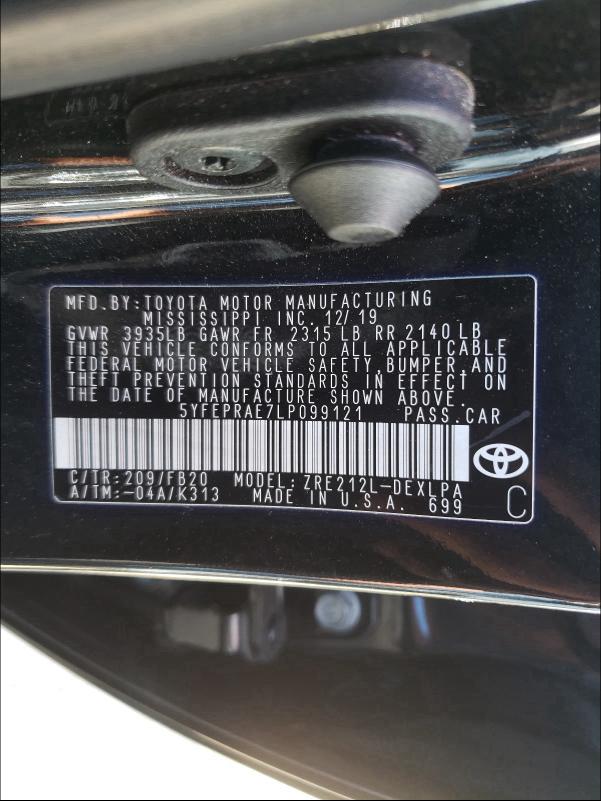 Photo 9 VIN: 5YFEPRAE7LP099121 - TOYOTA COROLLA LE 