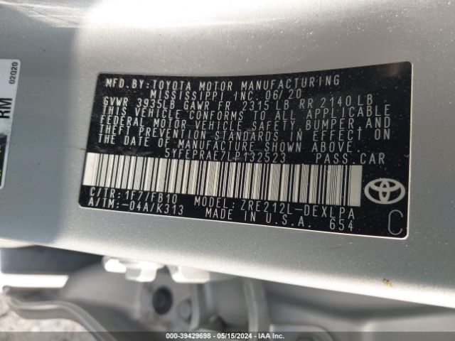 Photo 8 VIN: 5YFEPRAE7LP132523 - TOYOTA COROLLA 