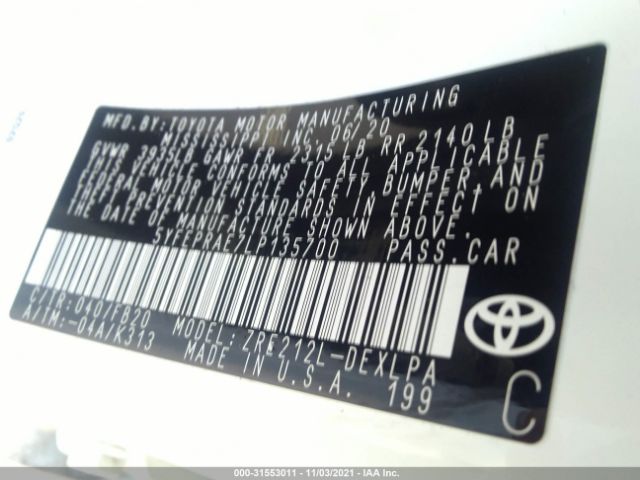 Photo 8 VIN: 5YFEPRAE7LP135700 - TOYOTA COROLLA 