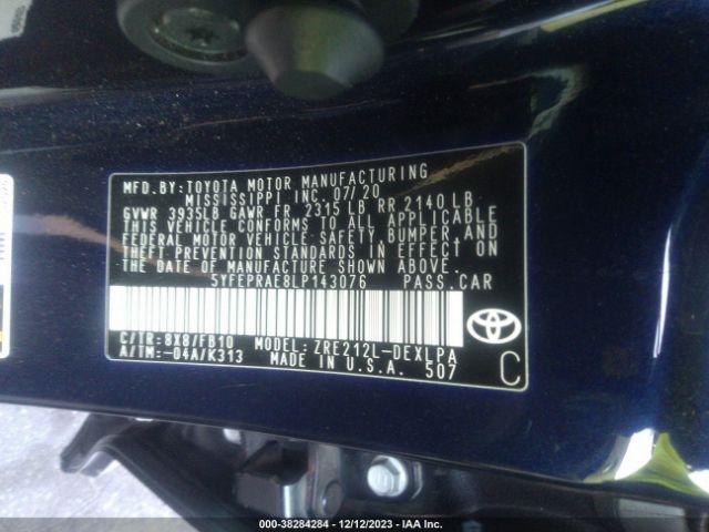 Photo 8 VIN: 5YFEPRAE8LP143076 - TOYOTA COROLLA 