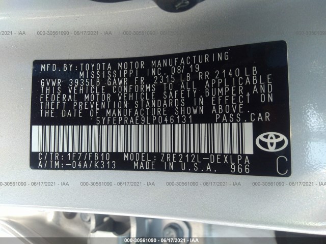 Photo 8 VIN: 5YFEPRAE9LP046131 - TOYOTA COROLLA 